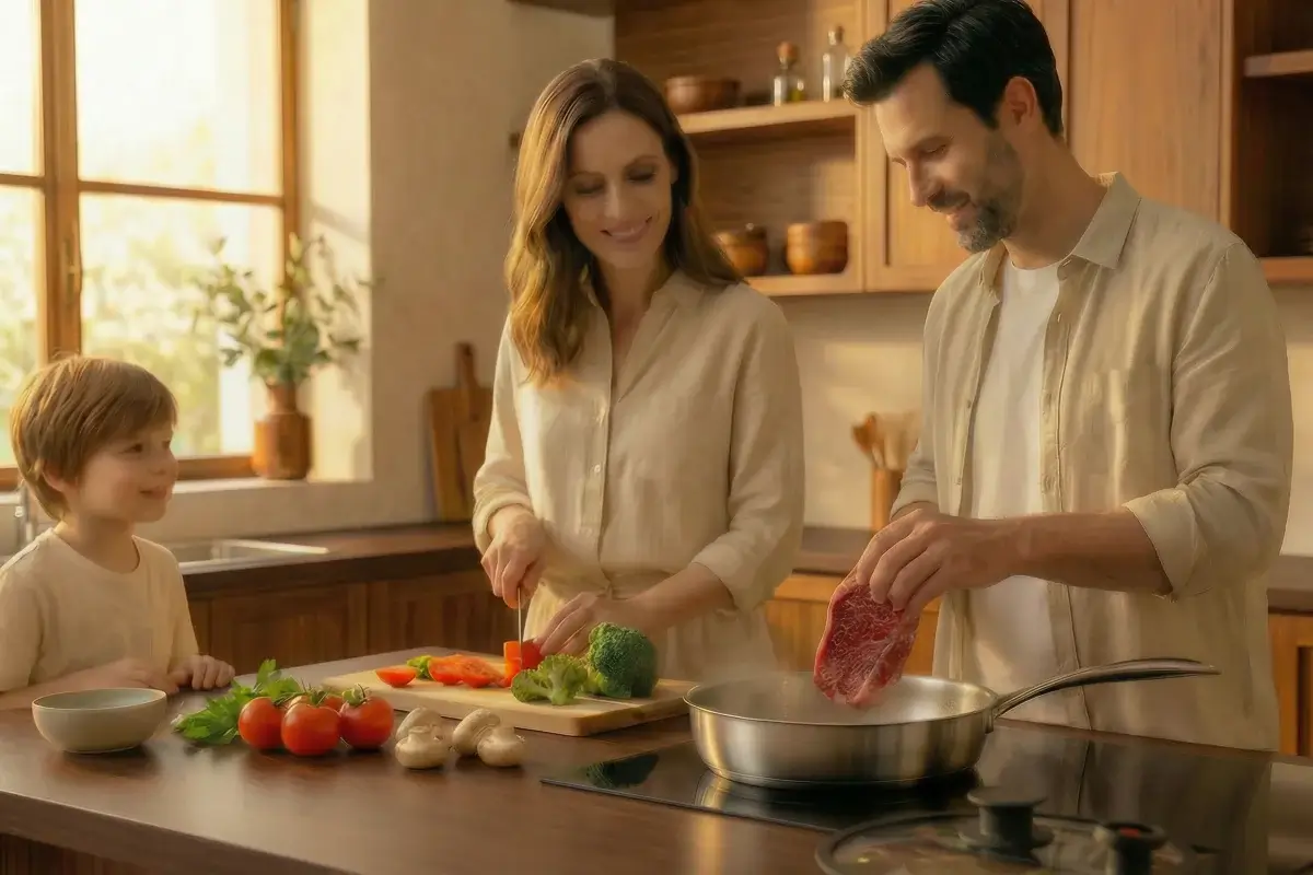 couple de personnel réalisant une préparation cullinaire pour une cuisson basse température