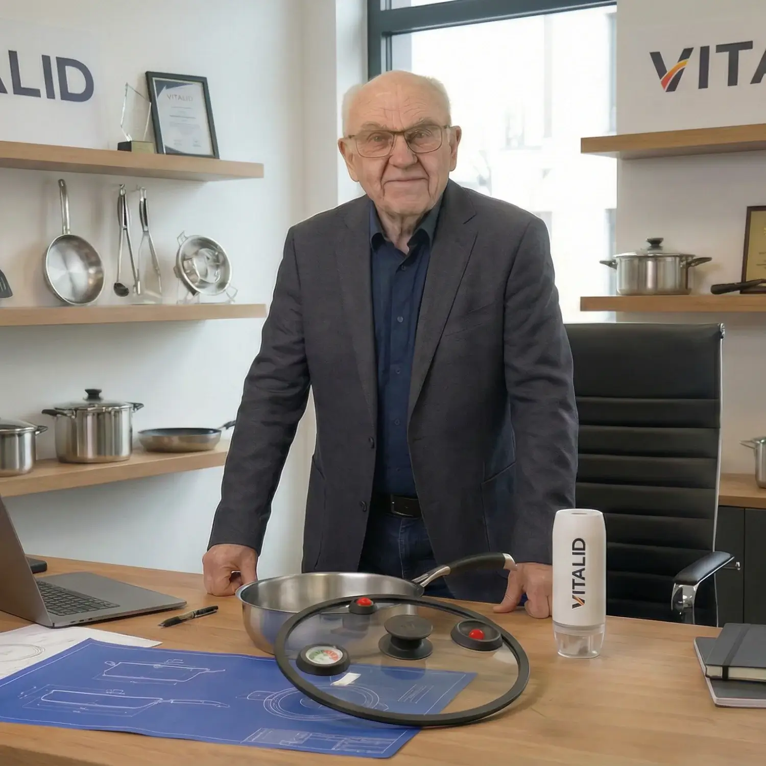 origin-vitalid-cuisson-basse-temperature-sous-depression Chef en tenue noire dans une cuisine professionnelle préparant un plat sur un plan de travail