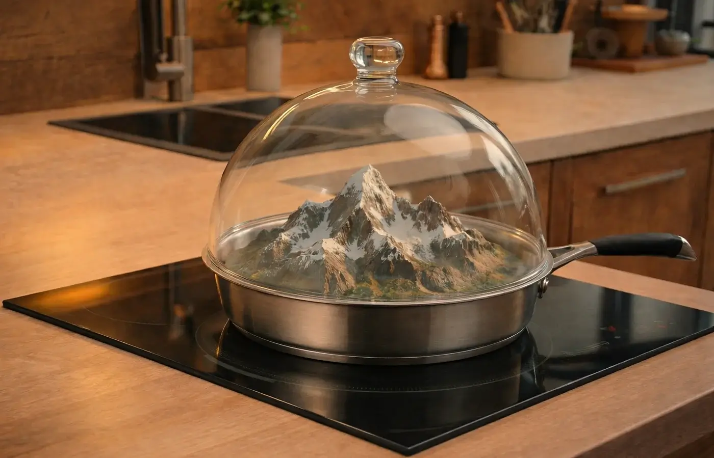 origine-cuisson-basse-temperature-sous-depression Assiette de viande et haricots verts issue d’une cuisson classique, en contraste avec la méthode de cuisson basse température